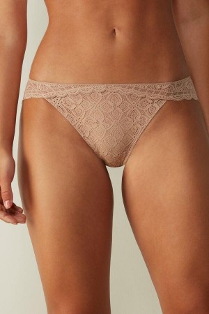 Intimissimi Low Rise Lace Women's Panties Beige | USA 2407VDR