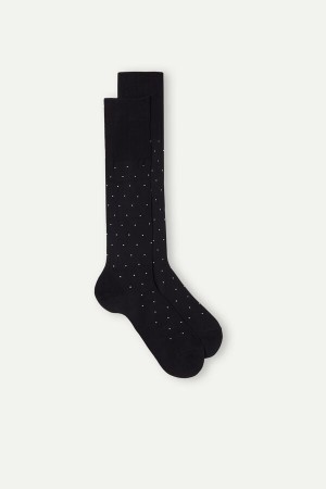 Intimissimi Men’s Long in Patterned Lisle Cotton Men's Socks Black | USA 2785FMK