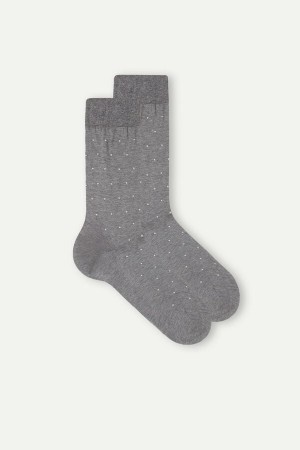 Intimissimi Men’s Short in Patterned Lisle Cotton Men's Socks Deep Grey | USA 2840SOX