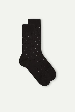 Intimissimi Men’s Short in Patterned Lisle Cotton Men's Socks Black | USA 2841APC