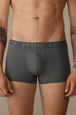 Intimissimi Microfiber Logo Shorts Men's Boxer Deep Grey | USA 2572FMD