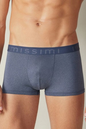 Intimissimi Microfiber Logo Shorts Men's Boxer Blue | USA 2592ZGU