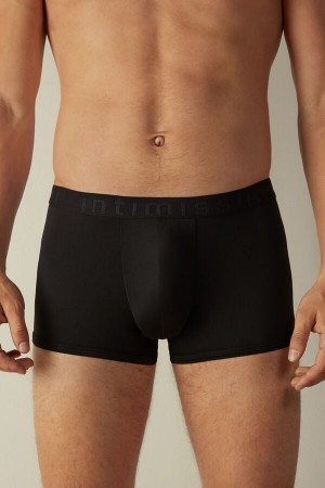 Intimissimi Microfiber Logo Shorts Men's Boxer Black | USA 2611QZM