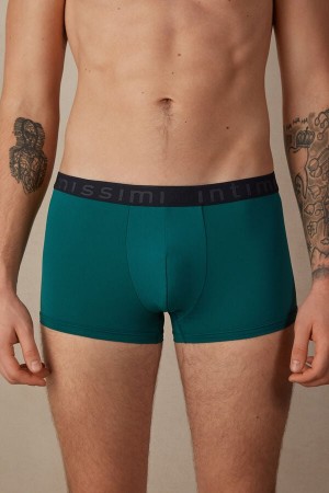 Intimissimi Microfiber Logo Shorts Men's Boxer Turquoise / Green / Blue | USA 2643FMY