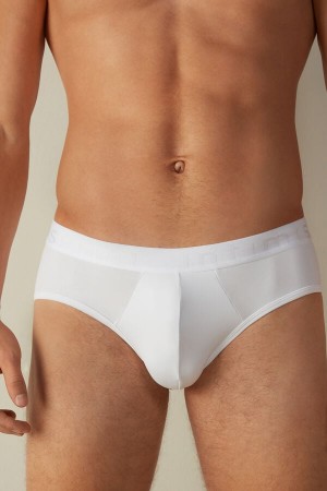 Intimissimi Microfiber with Logo Detail Men's Briefs White | USA 2669FMY