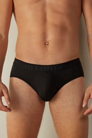 Intimissimi Microfiber with Logo Detail Men's Briefs Black | USA 2670DNU