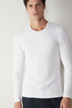 Intimissimi Modal-Cashmere Top Men's Long Sleeve White | USA 2948LHN