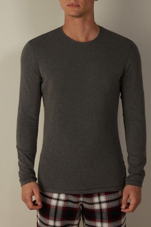 Intimissimi Modal-Cashmere Top Men's Long Sleeve Deep Grey | USA 2951HKW