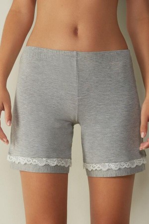 Intimissimi Modal Shorts with Lace Details Women's Pajamas Light Grey | USA 1999MAS