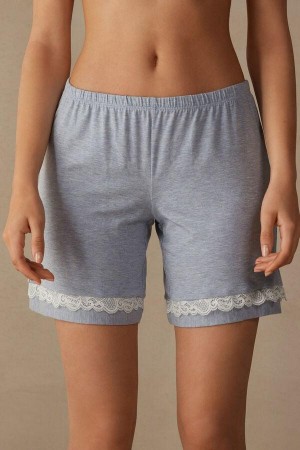 Intimissimi Modal Shorts with Lace Details Women's Pajamas Light Blue | USA 1988GLQ