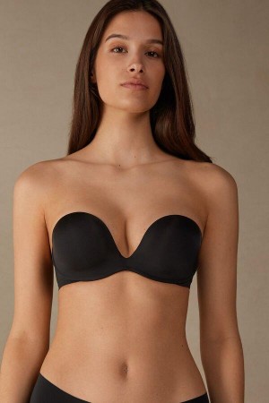 Intimissimi Monica Bandeau in Ultralight Microfiber Women's Bras Black | USA 1214XFU