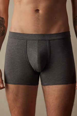 Intimissimi Natural Fresh Supima® Cotton Men's Boxer Deep Grey / Blue | USA 2591XFY