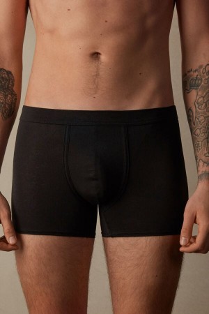 Intimissimi Natural Fresh Supima® Cotton Men's Boxer Black | USA 2664LHQ