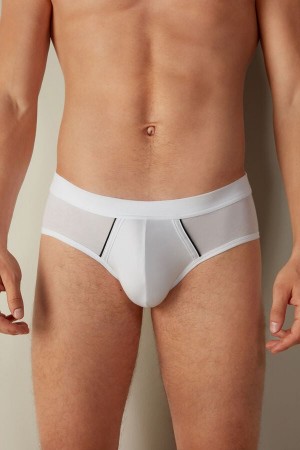 Intimissimi Natural Fresh Supima® Cotton Men's Briefs White / Blue | USA 2693HKR