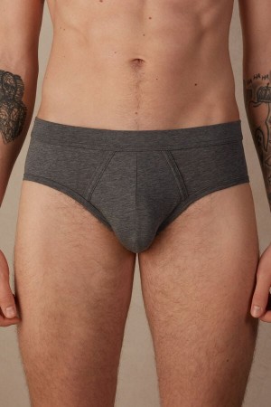 Intimissimi Natural Fresh Supima® Cotton Men's Briefs Deep Grey | USA 2702ISD