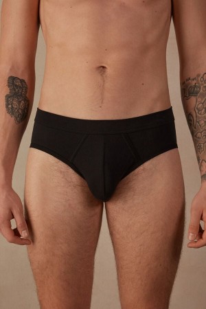 Intimissimi Natural Fresh Supima® Cotton Men's Briefs Black | USA 2715DNM