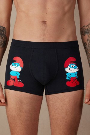 Intimissimi Papa Smurf in Stretch Supima® Cotton Men's Boxer Blue | USA 2646APO