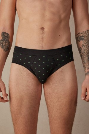 Intimissimi Paper Plane in Stretch Supima® Cotton Men's Briefs Black | USA 2719ORR