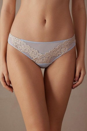 Intimissimi Pretty Flowers Brazilian Women's Panties Blue / White | USA 2467GLS