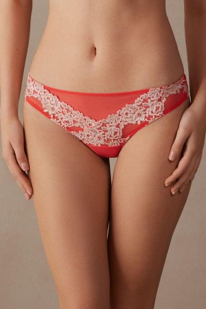 Intimissimi Pretty Flowers Brazilian Women's Panties Deep Red / White | USA 2468FMD