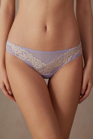 Intimissimi Pretty Flowers Brazilian Women's Panties Lavender / White | USA 2472PQJ