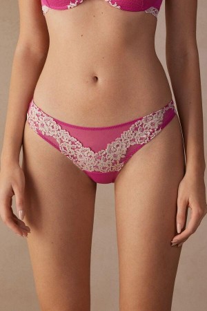 Intimissimi Pretty Flowers Brazilian Women's Panties Pink / White | USA 2475UTZ