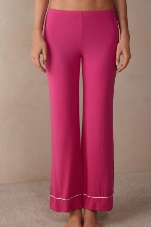 Intimissimi Pretty Flowers Full Length Modal Pants Women's Pajamas Pink / White | USA 2040GLQ