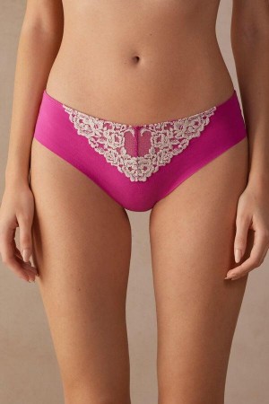 Intimissimi Pretty Flowers Seamless Cotton Women's Panties Pink / White | USA 2364FMD