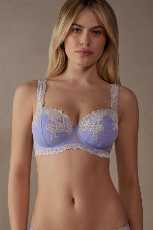 Intimissimi Pretty Flowers Sofia Balconette Women's Bras Lavender / White | USA 1486UTL