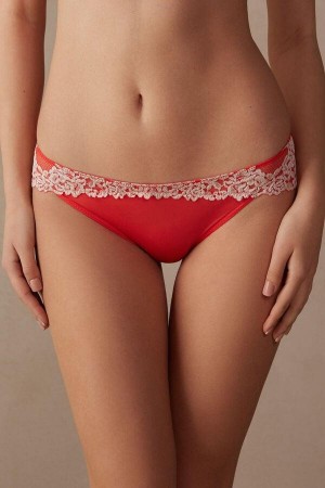 Intimissimi Pretty Flowers Women's Panties Deep Red / White | USA 2355VDR