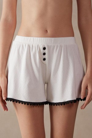 Intimissimi Pure Joy Cotton Shorts Women's Pajamas White | USA 1972NBA