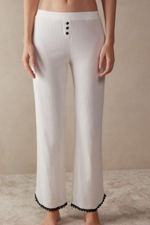 Intimissimi Pure Joy Full Length Cotton Pants Women's Pajamas White | USA 2033ISZ