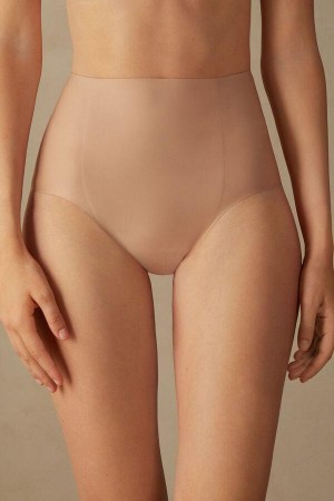 Intimissimi Raw-Cut Microfiber Briefs Women's Panties Beige | USA 2441GLS