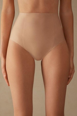 Intimissimi Raw-Cut Microfiber French Knickers Women's Panties Beige | USA 2323EXB