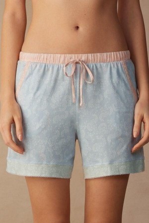 Intimissimi Romantic Cashmere Cotton Shorts Women's Pajamas Light Blue | USA 1969CEI