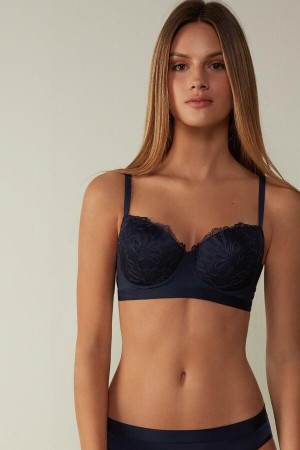 Intimissimi Romantic Life Sofia Balconette Women's Bras Blue | USA 1588TVJ