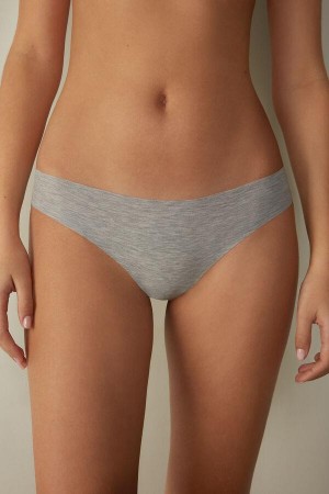 Intimissimi Seamless Supima® Cotton Brazilian Women's Panties Light Grey | USA 2563VDR