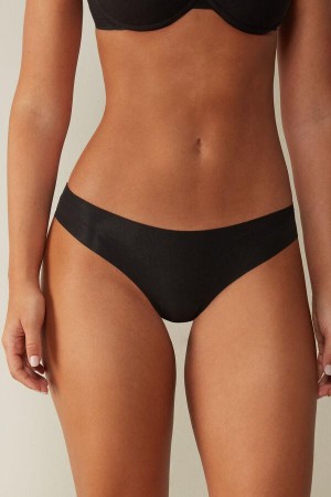 Intimissimi Seamless Supima® Cotton Brazilian Women's Panties Black | USA 2564CET