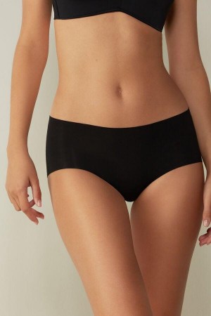 Intimissimi Seamless Supima® Cotton Hipster Women's Panties Black | USA 2332ZGU