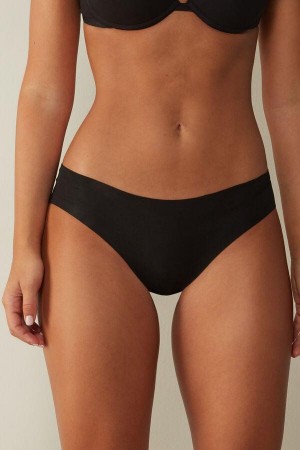 Intimissimi Seamless Supima® Cotton Women's Panties Black | USA 2424YUX