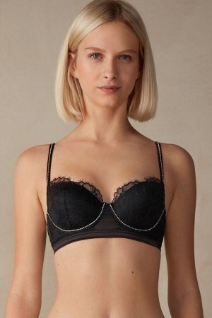 Intimissimi Shine High Like Stars Sofia Balconette Women's Bras Black | USA 1038QZD