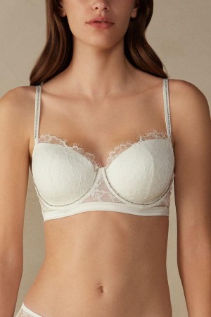 Intimissimi Shine High Like Stars Sofia Balconette Women's Bras White | USA 1534EXG