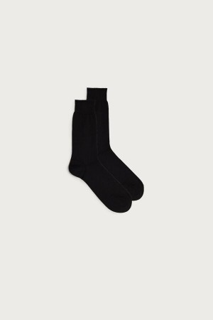 Intimissimi Short Chashmere-Silk-Cotton Men's Socks Black | USA 2815PQC