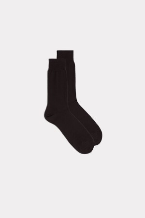 Intimissimi Short Sateen Egyptian Cotton Men's Socks Brown | USA 2811FMK