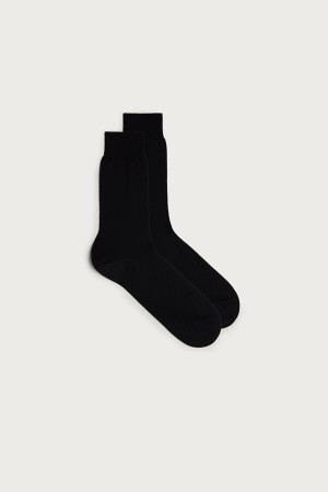 Intimissimi Short Sateen Egyptian Cotton Men's Socks Black | USA 2813SOZ