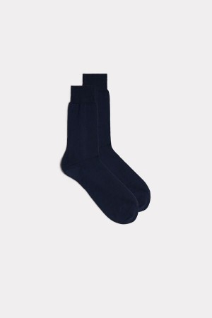 Intimissimi Short Sateen Egyptian Cotton Men's Socks Light Grey / Blue | USA 2822EXE