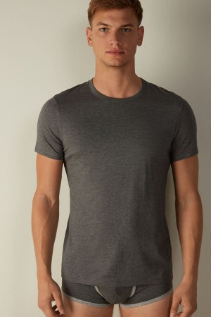 Intimissimi Short Sleeve Crew Neck in Supima® Cotton Men's T Shirts Deep Grey | USA 3013NBS