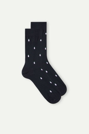 Intimissimi Short in Patterned Cotton Men's Socks Dark Blue | USA 2844ISN