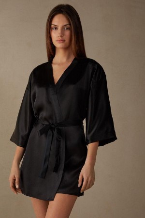 Intimissimi Silk Kimono Women's Pajamas Black | USA 2211RWH