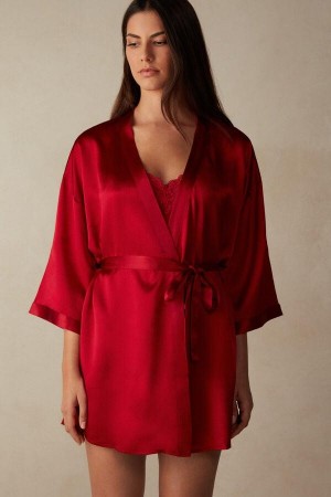 Intimissimi Silk Kimono Women's Pajamas Red | USA 2210EXG